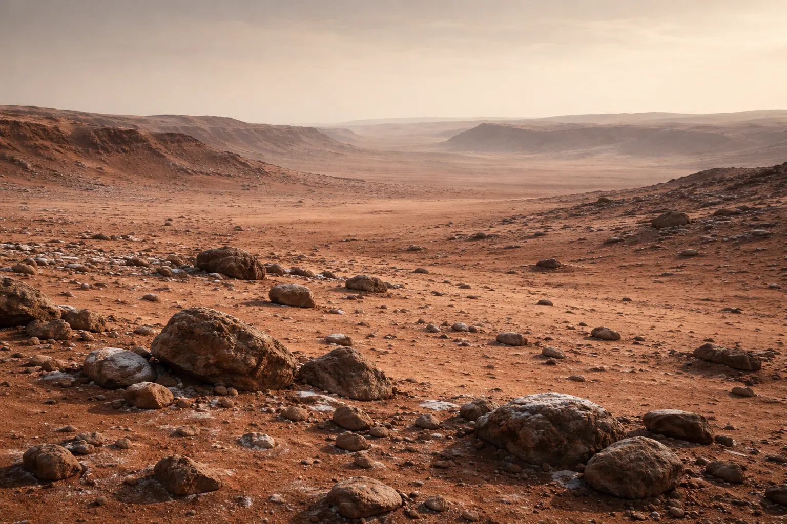 Mars surface showing ancient water channels