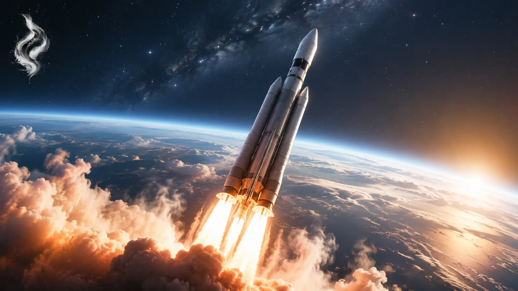 Rocket launch with Earth curvature