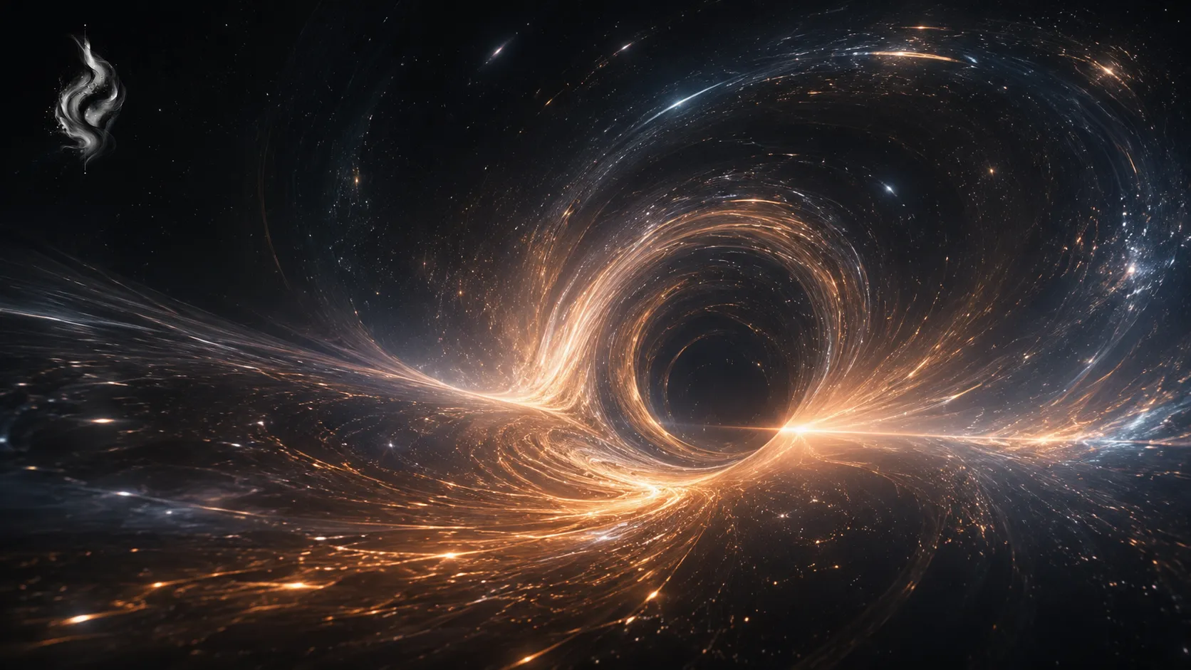 Wormhole spacetime tunnel with golden light